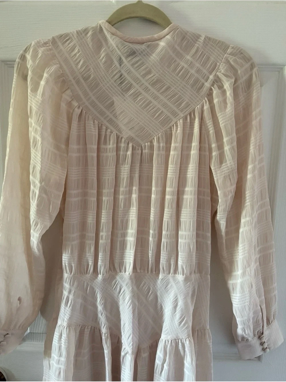 Coach Cream Plaid Long Sleeves Yoke Dress Size 0 NWT